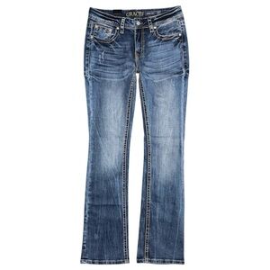 NWT Grace in LA Easy Fit Mid Rise Bootcut Jeans Long Inseam Sz 27 x 34.5 EB51729